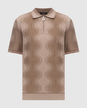 Stefano Ricci Beige polo shirt with patterned silk K818105P31F26171