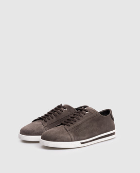 Stefano Ricci Brown suede sneakers with monogram logo UV33G5257SDP
