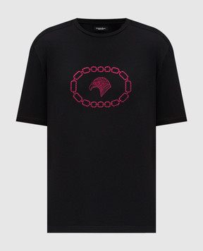 Stefano Ricci Black T-shirt with embroidered emblem MNH6104970803