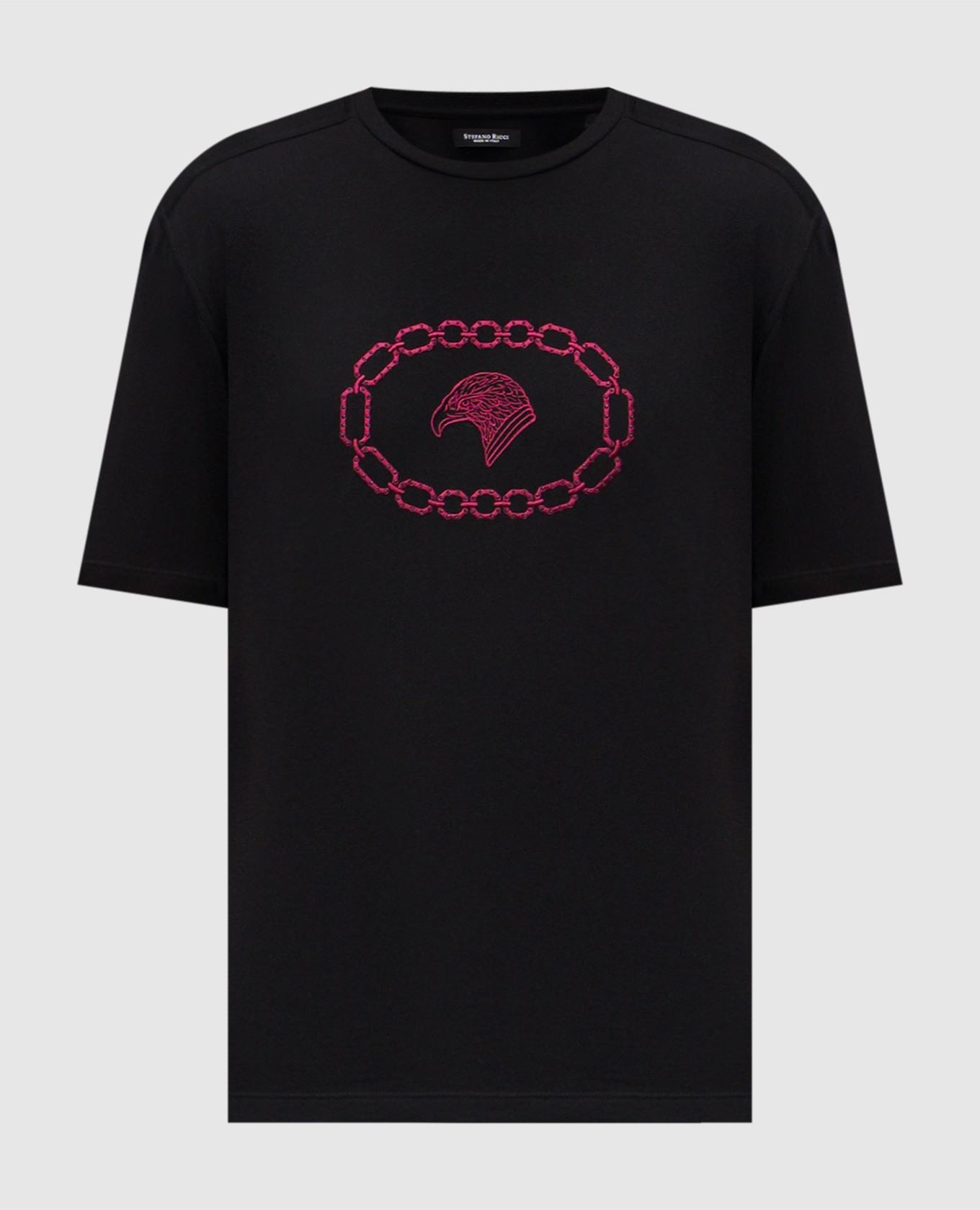 Black T-shirt with embroidered emblem