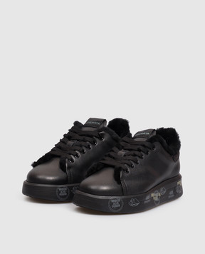Premiata Belle black leather sneakers with fur BELLE5074M