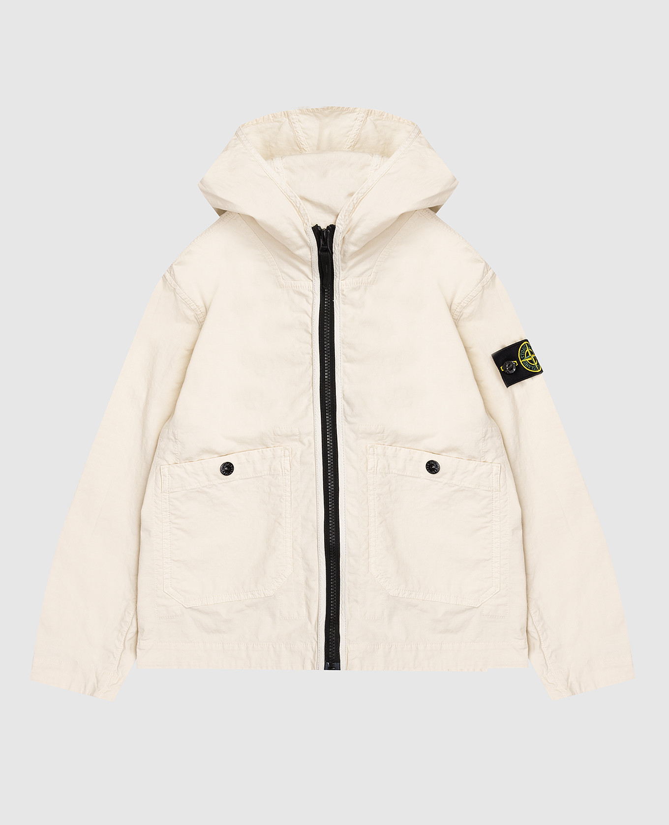 Children's beige jacket with logo patch
