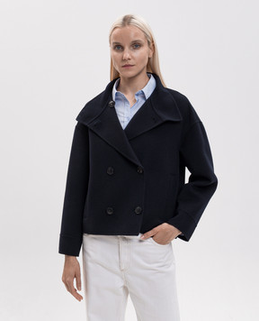 Max Mara STACERI blue double-breasted coat made of wool, silk and cashmere MSTACERI