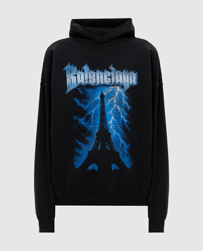 Balenciaga Black Paris Thunderstorm hoodie 871956TUVF4