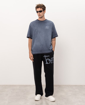 Off-White Blue t-shirt with logo print 44MAA120F26J01F