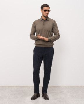 Stefano Ricci Brown cashmere and silk polo shirt K606125P03F26302