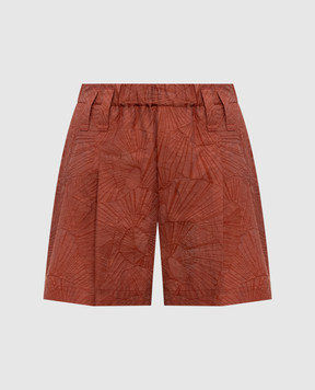 Brunello Cucinelli Brown shorts with woven pattern MQ988P9149
