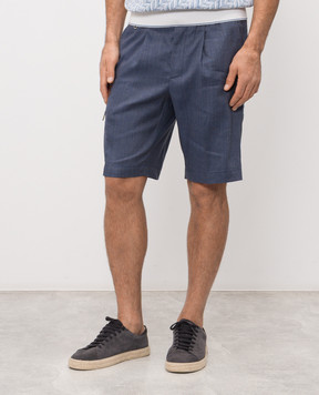 Stefano Ricci Blue linen and wool shorts M1T6100190LW001Q