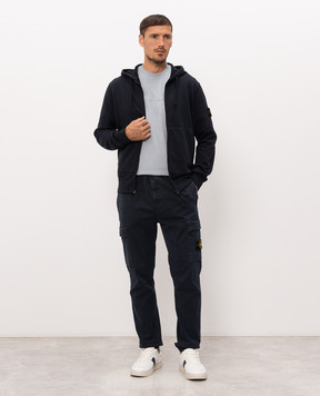 Stone Island Blue sports jacket with logo patch L2S156100061S0051