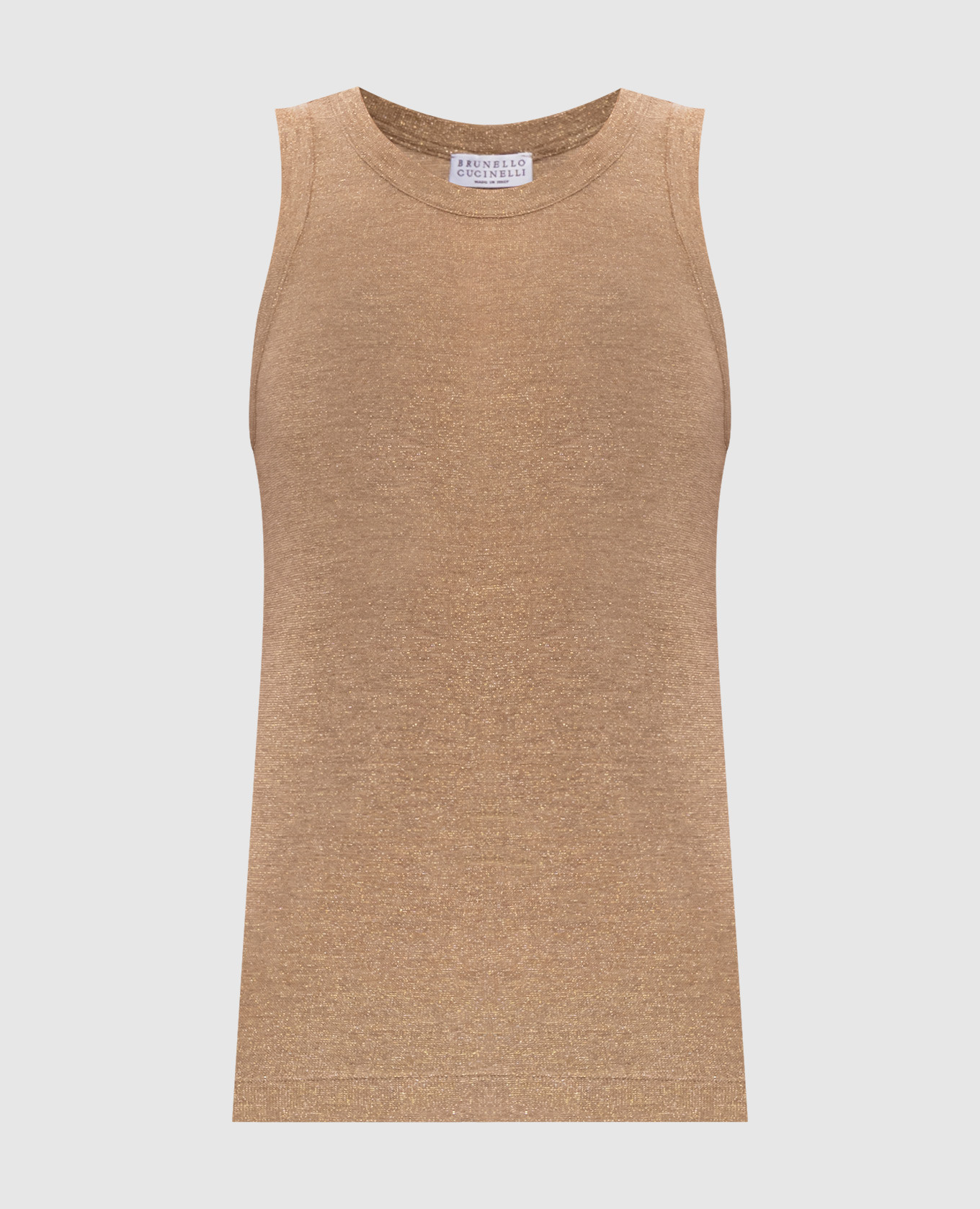 Beige wool T-shirt with lurex