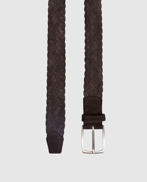 ISAIA Brown suede braided belt FB0047PLF40
