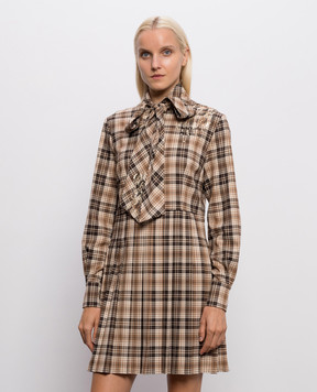 Twinset Beige checkered mini dress 262AP2301