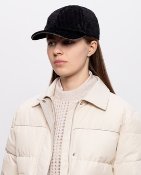 Peserico Black velvet cap with monil chain A36225C001597