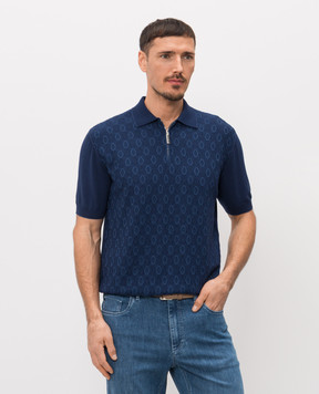 Stefano Ricci Blue polo shirt with pattern K414015P31F26166