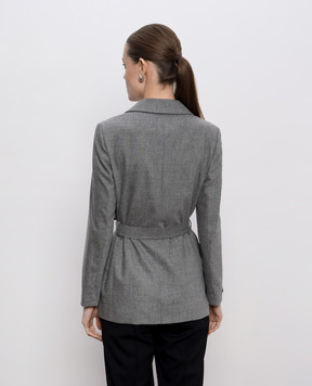 Peserico Gray double-breasted wool jacket with monil chain A01747A03358