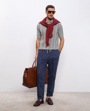 Brunello Cucinelli Gray polo with linen M2L707815