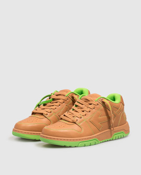 Off-White Out Of Office brown leather sneakers OF05734210