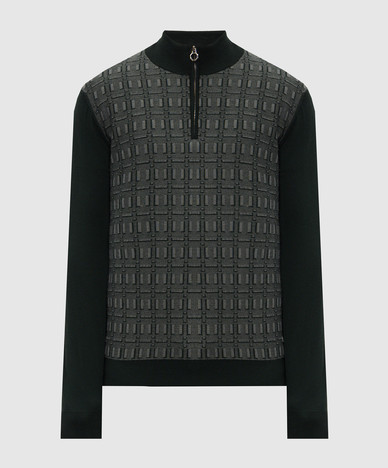 Green wool, cashmere and silk jumper
