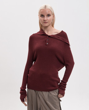 Y`S Yamamoto Burgundy ribbed sweater with silk YVK06682