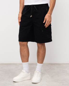 Dolce&Gabbana Black shorts with textured logo GP1C5THUMS8