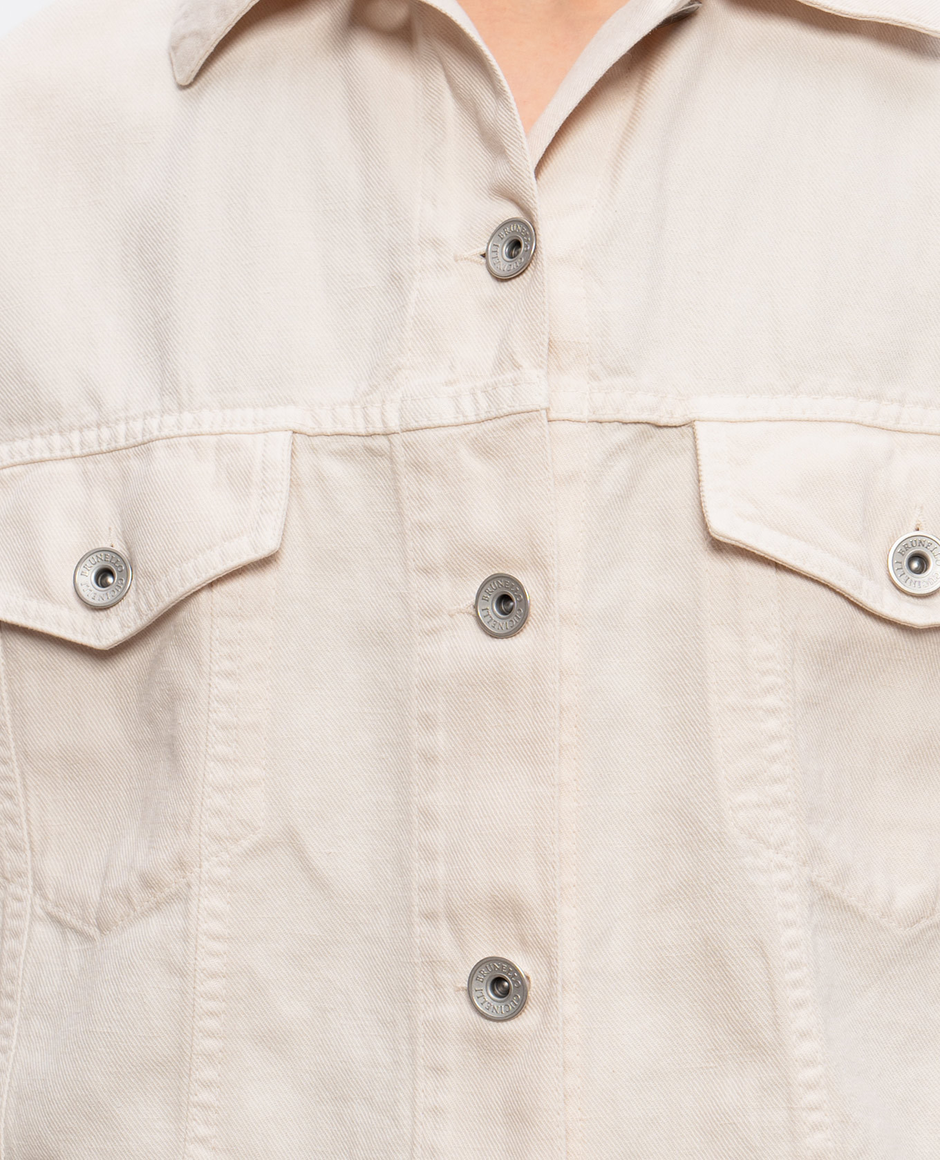 Ivory denim jacket with monil chain Brunello Cucinelli 5