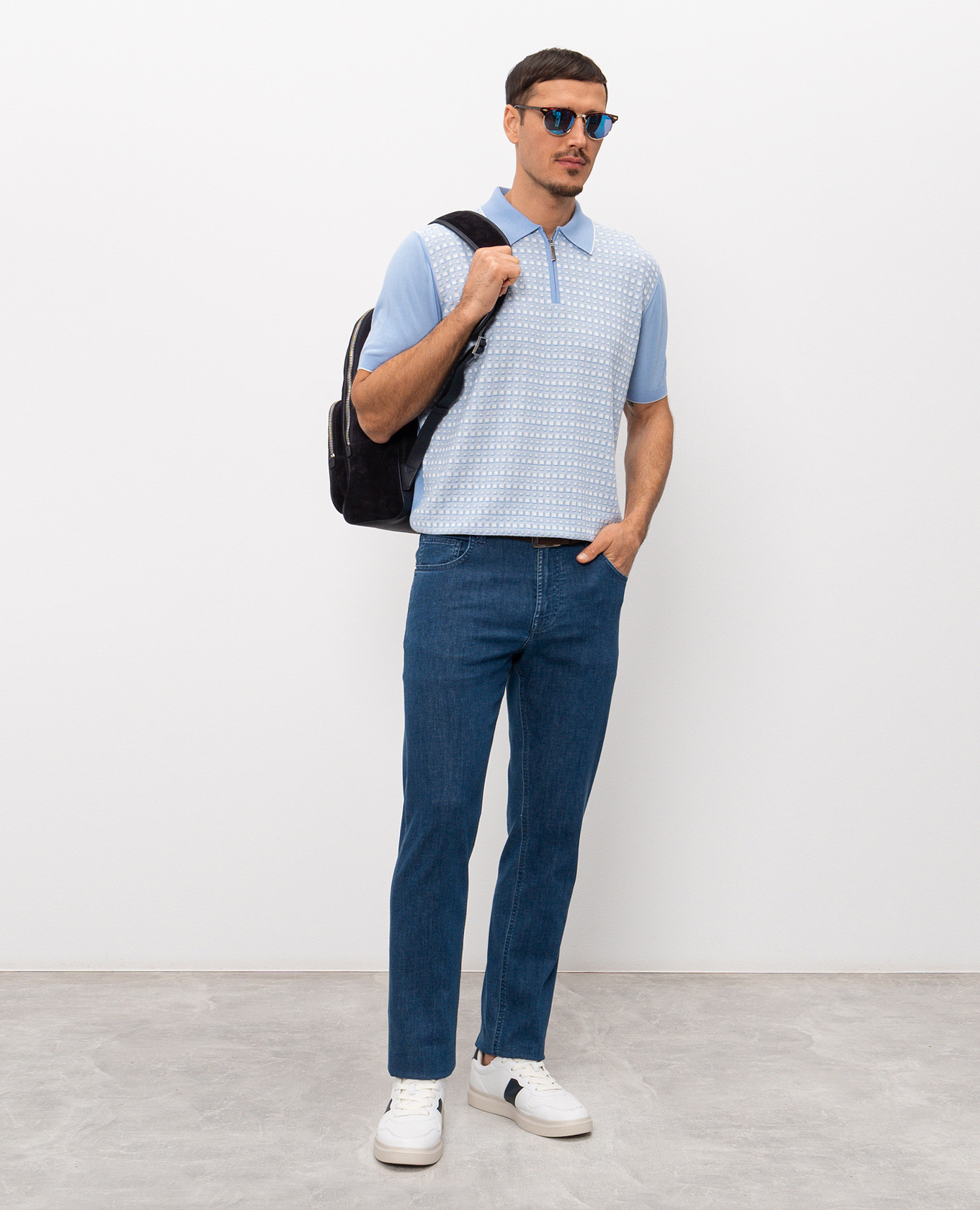 

Blue polo with silk Stefano Ricci, Light blue