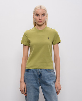 Ami Paris Green T-shirt with embroidered emblem FTS347724