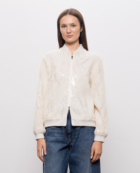 Peserico Ivory sequin bomber jacket E2163001760