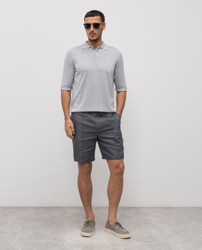 ISAIA Gray linen shorts PNC021P9120