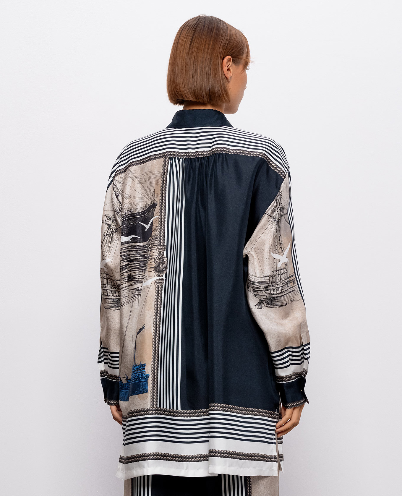 

Beige printed silk long blouse Max Mara