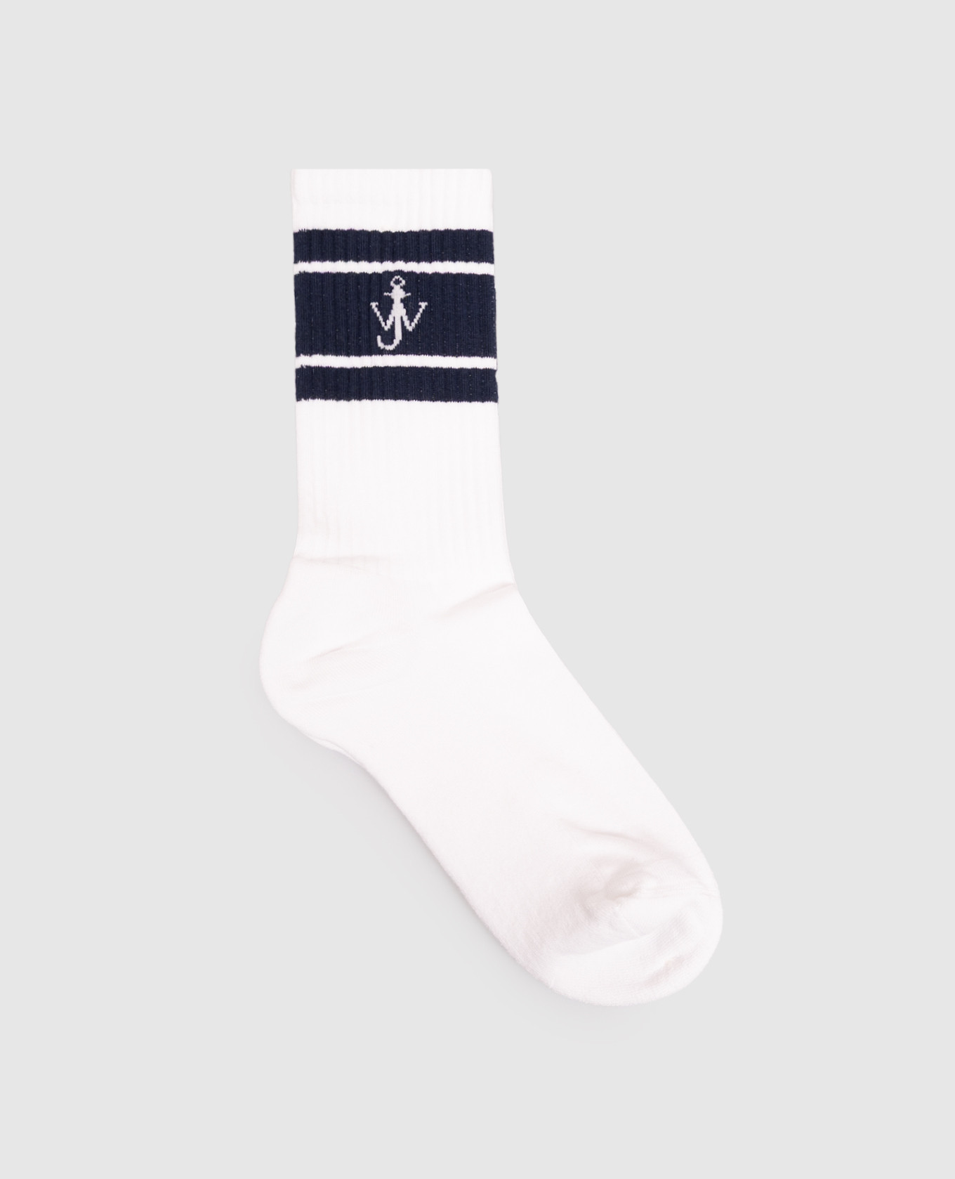 White ribbed socks with stripes