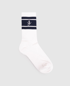 JW Anderson White ribbed socks with stripes KW1530YN0509w