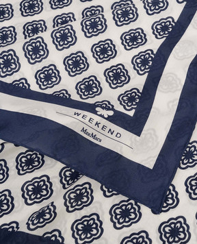 Max Mara Weekend Blue SARONG scarf with branded silk print WKASARONG