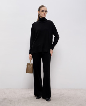Twinset Black wool pants with logo 252LL3NCC
