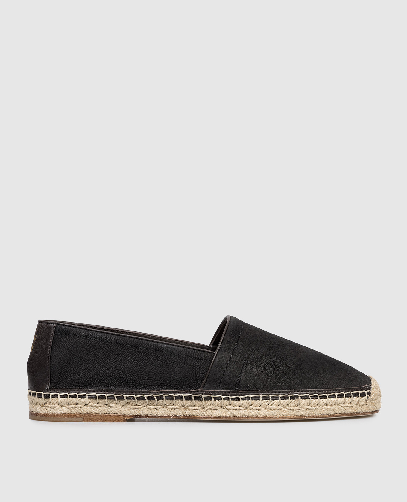 Black leather espadrilles