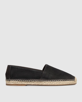 Brunello Cucinelli Black leather espadrilles MZUOXPQ726