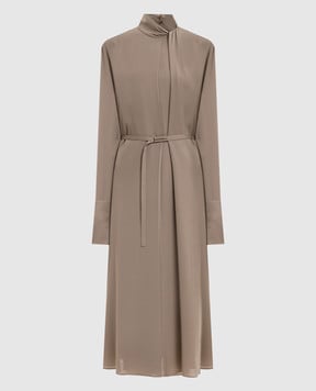 Tom Ford Brown silk midi dress AB3639FAX1507