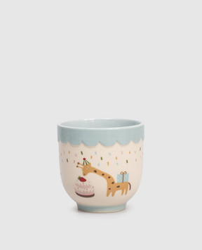 BloomingvilleMINI Beige children's ceramic cup Celebrate with print 82063087