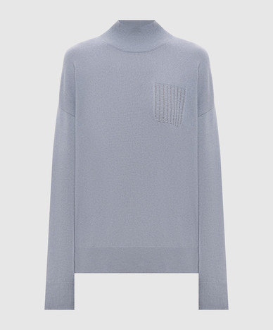 Blue wool, silk and cashmere sweater