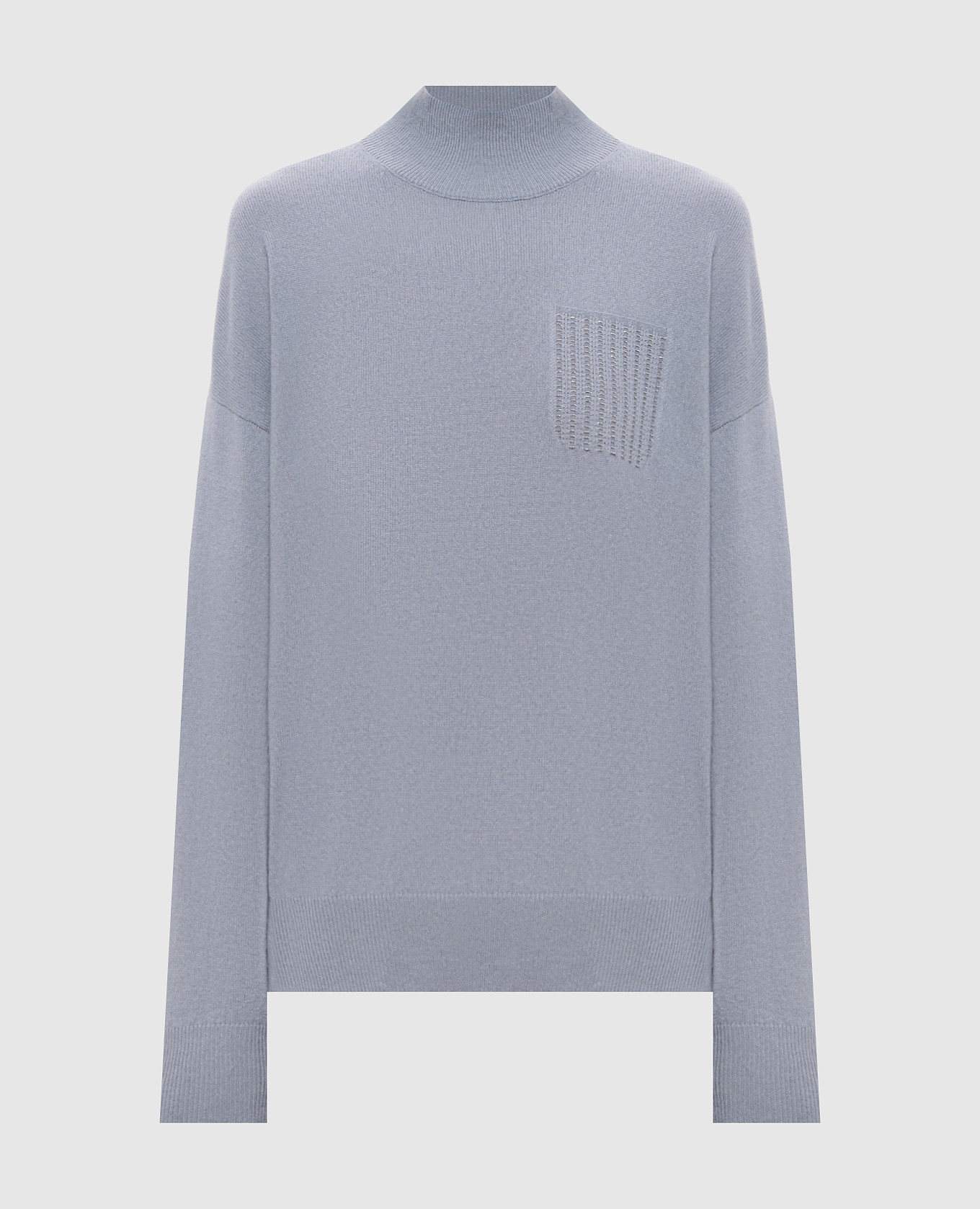 Blue wool, silk and cashmere sweater