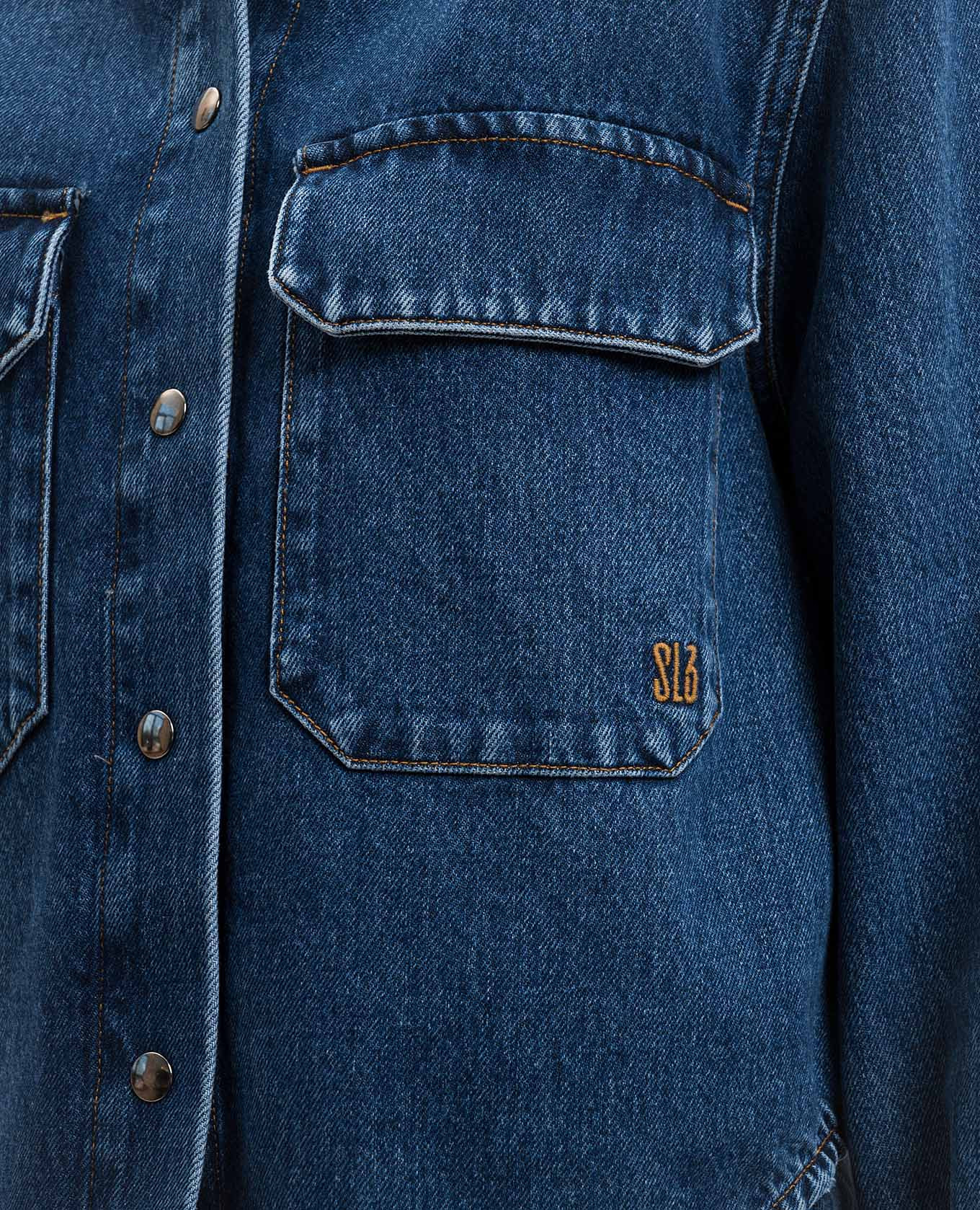 Blue denim shirt with monogram embroidery Solotre 5
