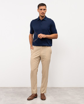 Stefano Ricci Blue silk polo shirt with logo embroidery K616215P13F26101
