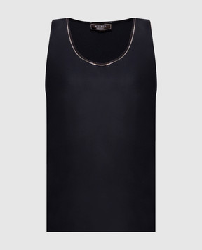 Peserico Navy blue top with monil chain E0844106638