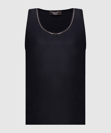 Navy blue top with monil chain