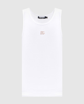 Dolce&Gabbana White ribbed top with monogram F8V40ZGDDL8