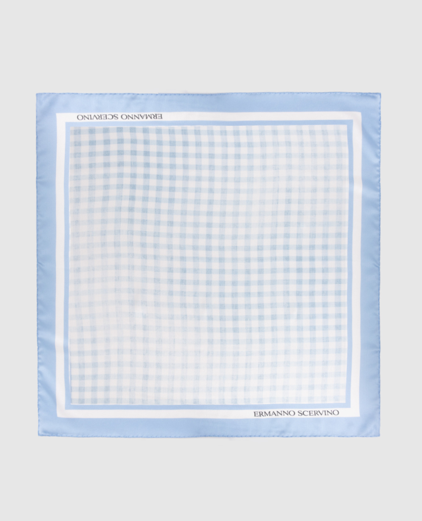 

Blue checkered silk scarf Ermanno Scervino, Light blue