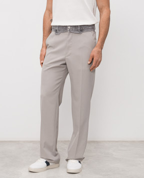 Maison Margiela MM6 Grey wool trousers with logo patch SH0KA0062MTN130