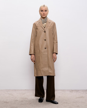 Yves Salomon Beige leather coat 26EYM20310APXX