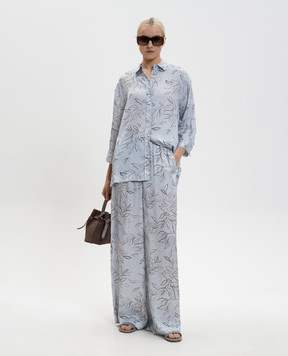 Peserico Blue palazzo pants in floral print A0405204742