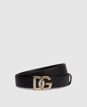 Dolce&Gabbana Black leather belt with DG monogram BC4941AG651